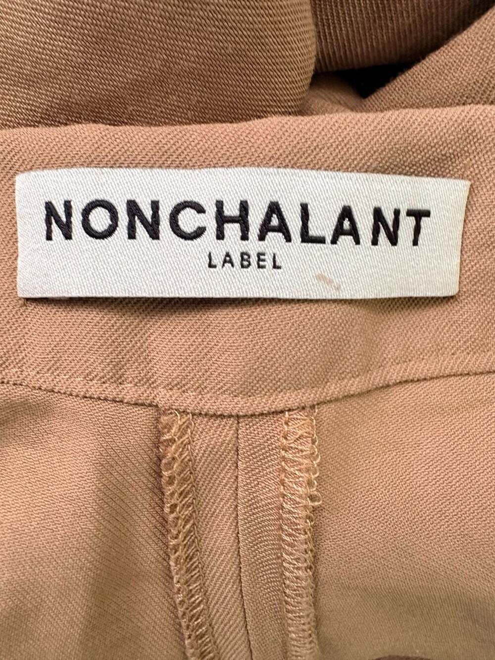 Nonchalant Tan Wide-Leg Tailored Trousers with White Side Stripe Size Small - Picture 3 of 5
